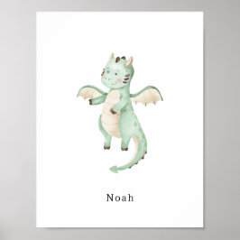 Cute Watercolour Dinosaur Name Poster ポスター