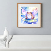 Cute Watercolour Fairy Frog | Girls Nursery Art ポスター