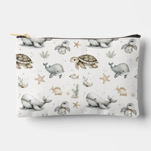 Cute Watercolour Ocean Baby Animals アクセサリーポーチ (正面)