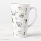 Cute Watercolour Ocean Baby Animals カフェラテマグ (右)