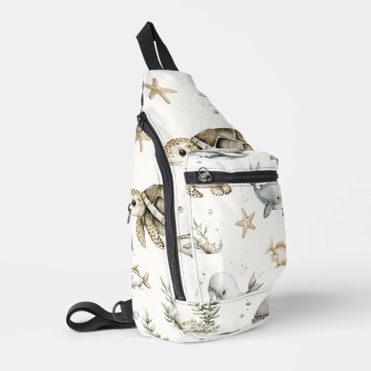 Cute Watercolour Ocean Baby Animals  スリングバッグ (左コーナー)