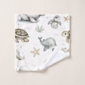 Cute Watercolour Ocean Baby Animals バスタオルセット (ウォッシュタオル)
