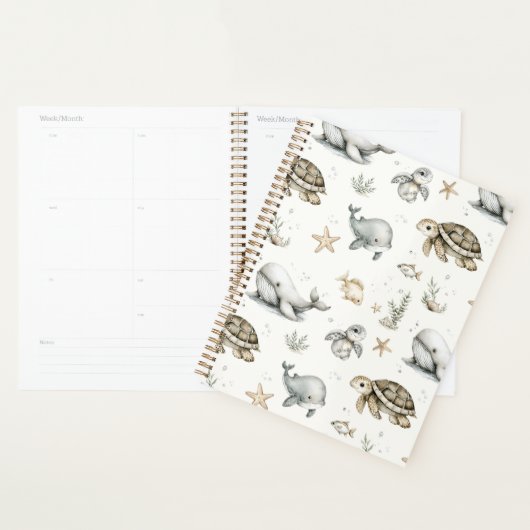 Cute Watercolour Ocean Baby Animals  プランナー手帳 (ディスプレー)