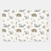 Cute Watercolour Ocean Baby Animals ラッピングペーパーシート (正面2)