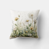 Cute watercolour of wild flowers and grasses クッション (裏面)