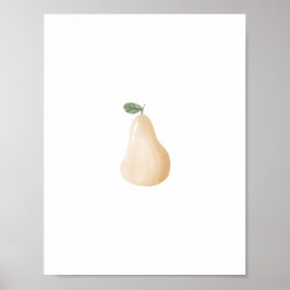 Cute Watercolour Pear Fruit Nursery Poster ポスター