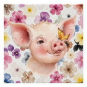 Cute Watercolour piglet  ポスター (正面)