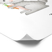 Cute Watercolour Rabbit With A Carrot Name Poster ポスター (角)