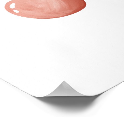 Cute Watercolour Red Apple Fruit Nursery Poster ポスター (角)