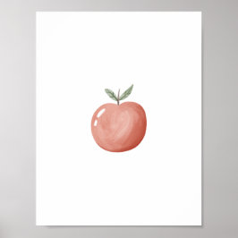 Cute Watercolour Red Apple Fruit Nursery Poster ポスター