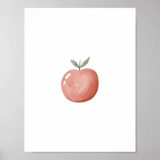 Cute Watercolour Red Apple Fruit Nursery Poster ポスター (正面)