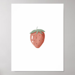 Cute Watercolour Strawberry Fruit Nursery Poster ポスター