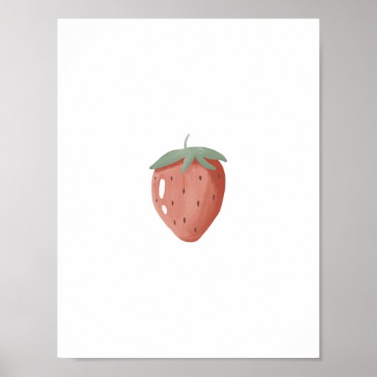 Cute Watercolour Strawberry Fruit Nursery Poster ポスター (正面)