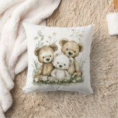 Cute Watercolour Teddy Bear group クッション (ブランケット)