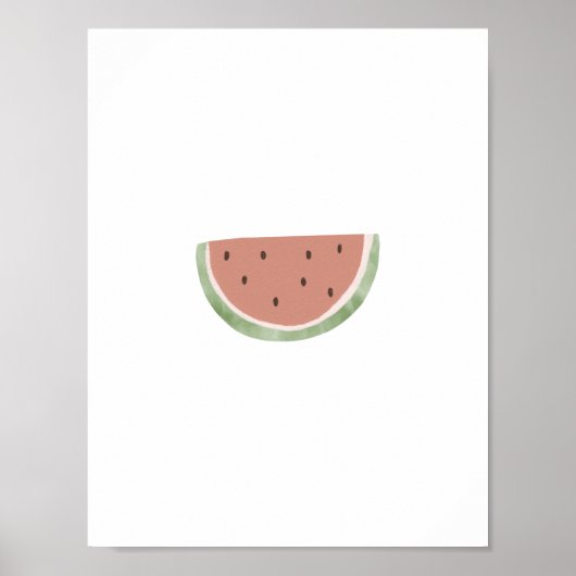 Cute Watercolour Watermelon Fruit Nursery Poster ポスター (正面)