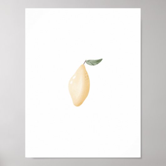 Cute Watercolour Yellow Lemon Fruit Nursery Poster ポスター (正面)