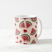Cute Watermelon and Hearts Pattern Coffee Mug - Sw コーヒーマグカップ (正面右)