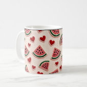 Cute Watermelon and Hearts Pattern Coffee Mug - Sw コーヒーマグカップ (正面左)
