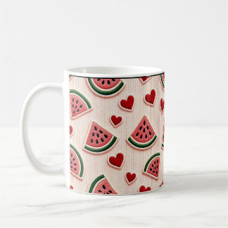 Cute Watermelon and Hearts Pattern Coffee Mug - Sw コーヒーマグカップ