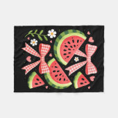 Cute Watermelon Bow Coquette Summer Aesthetic フリースブランケット (正面(横))