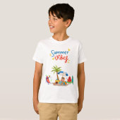 Cute Watermelon Characters Relaxing Under a Palm Tシャツ (正面フル)