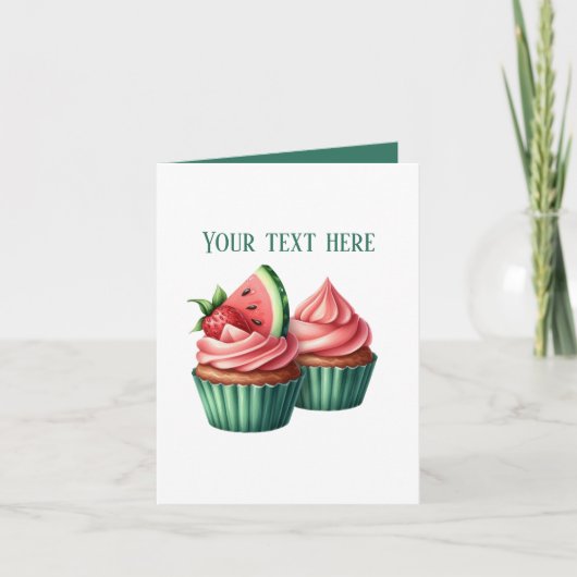 Cute watermelon cupcakes customizable カード (正面)