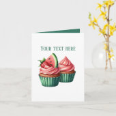 Cute watermelon cupcakes customizable カード (黄色い花)