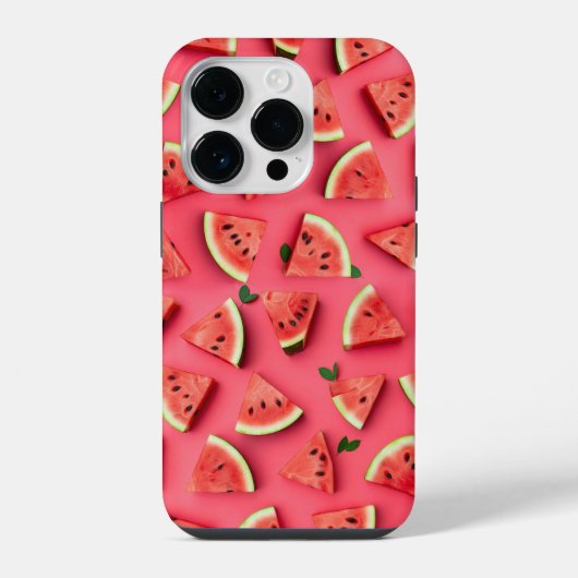 Cute Watermelon Fruit Pattern Pink iPhone Case iPhoneケース (裏面)