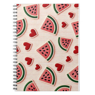 Cute Watermelon & Hearts Pattern Aesthetic School  ノートブック