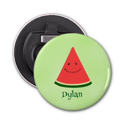 Cute Watermelon Personalized Button Bottle Opener 栓抜き (正面)