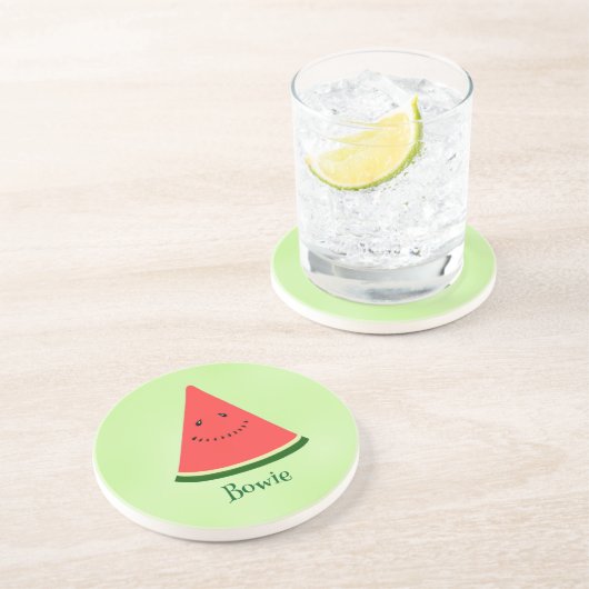 Cute Watermelon Personalized Sandstone Coaster コースター (側面)