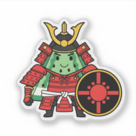 Cute Watermelon Shogun Samurai Warrior Illustratio シール