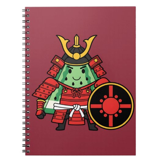 Cute Watermelon Shogun Samurai Warrior Illustratio ノートブック (正面)