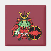 Cute Watermelon Shogun Samurai Warrior Illustratio マグネット (正面)