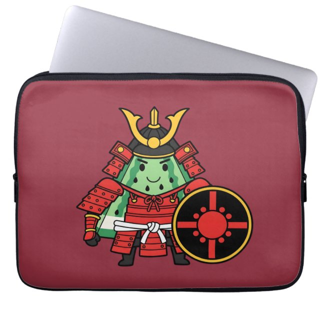 Cute Watermelon Shogun Samurai Warrior Illustratio ラップトップスリーブ (正面)