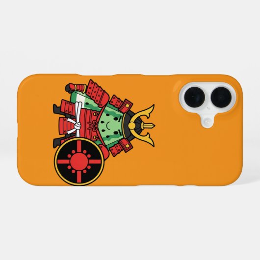 Cute Watermelon Shogun Samurai Warrior Illustratio iPhone 16ケース (裏面横)