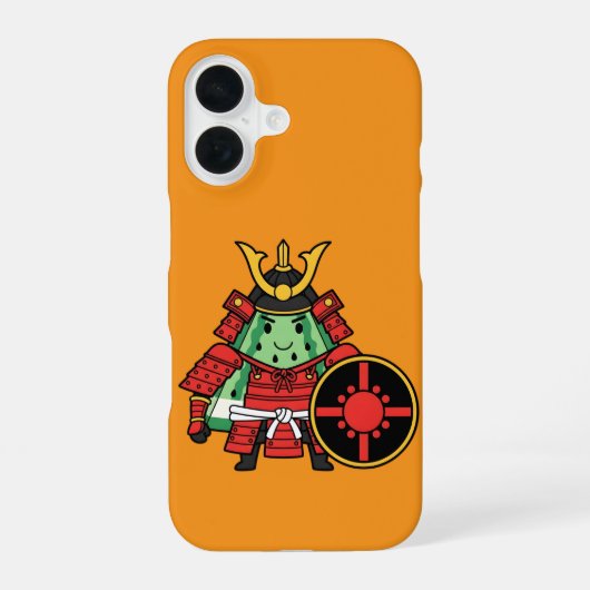 Cute Watermelon Shogun Samurai Warrior Illustratio iPhone 16ケース (裏面)