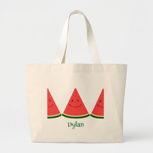 Cute Watermelon Summer Personalized Tote Bag ラージトートバッグ (正面)