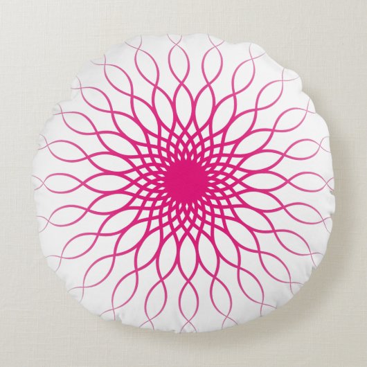 Cute Wave Floral Line Pattern ラウンドクッション (正面)