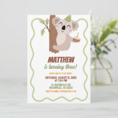 Cute Wavy Koala Boy Birthday Invitation 招待状 (スタンド正面)