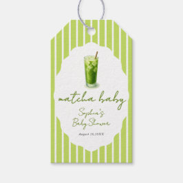 Cute Wavy Matcha Baby Green Baby Shower Favor ギフトタグ
