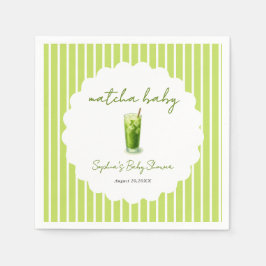 Cute Wavy Matcha Baby Green Modern Baby Shower スタンダードカクテルナプキン