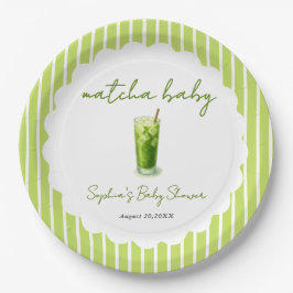 Cute Wavy Matcha Baby Green Modern Baby Shower ペーパープレート