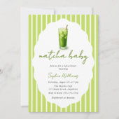 Cute Wavy Matcha Baby Green Modern Baby Shower 招待状 (正面)