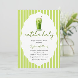Cute Wavy Matcha Baby Green Modern Baby Shower 招待状