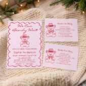 Cute We Can Bearly Wait Teddy Bear Baby Shower 招待状