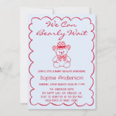 Cute We Can Bearly Wait Teddy Bear Baby Shower 招待状 (正面)