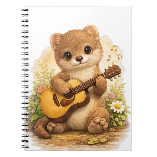 Cute Weasel Guitar Spiral Notebook ノートブック (正面)