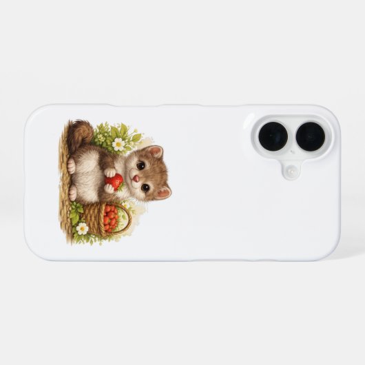 Cute Weasel Strawberry iPhone Case – Kawaii 16ケース (裏面横)