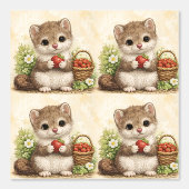 Cute Weasel Strawberry Pattern Wallpaper 壁紙 (正面)